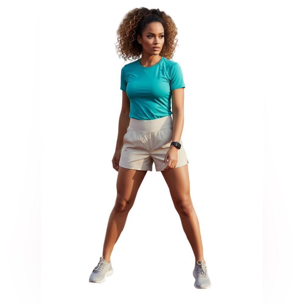 Athleta High-Waist Beige Performance Shorts